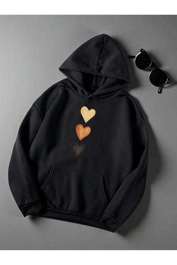 uyguntarz Unisex Row Heart Printed Oversize Sweatshirt