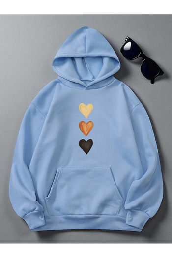 uyguntarz Unisex Row Heart Printed Oversize Sweatshirt