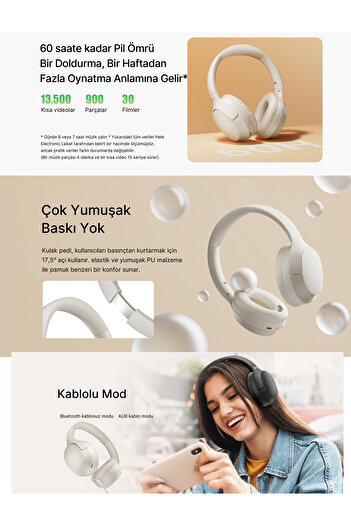 QCY H2 Pro Aux Kablosuz Bt 5.3 Siyah Kulaklık Hifi Enc 70 Saat Dinleme Oyun Modu