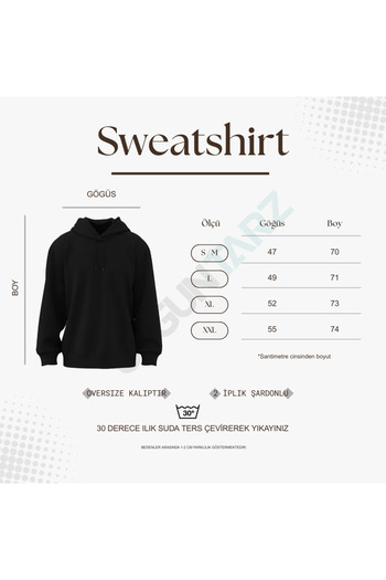 uyguntarz Unisex Row Heart Printed Oversize Sweatshirt