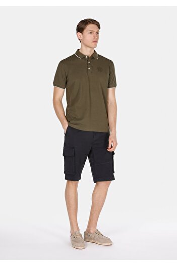Colin's Regular Fit Polo Yaka Düz Erkek Yeşil Örme Cepsiz Kısa Kol Tişört
