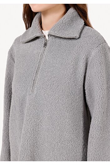 Colin's Regular Fit Fermuarlı Kadın Gri Sweatshirt