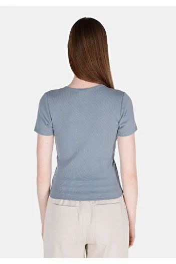 Colin's Slim Fit Round Neck Pocketless Plain Women's Blue Short Sleeve T-Shirt