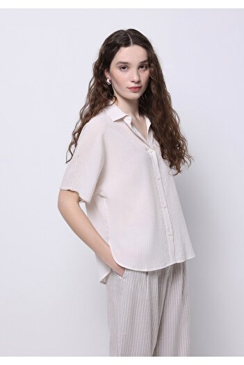 Colin's Regular Fit Shirt Neck Plain Women's White Short Sleeve Shirt