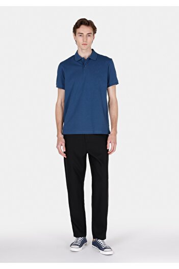 Colin's Regular Fit Polo Yaka Düz Erkek Mavi Pamuklu Kısa Kol Tişört