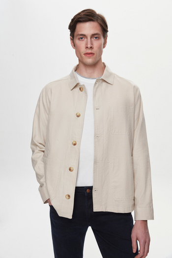 D'S Damat Beige Relaxed Fit Ds Groom Shirt Jacket