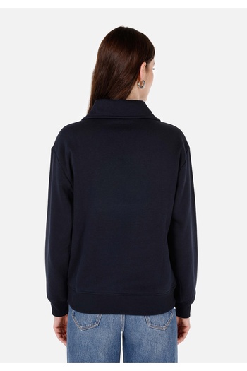 Colin's Regular Fit Zippered Embroidered Women's Navy Blue Sweatshirt