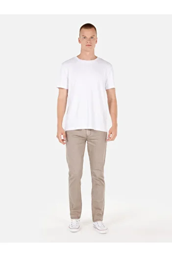 Colin's Straight Fit Mid Waist Straight Leg Men's Beige Trousers
