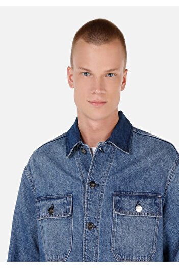 Colin's Regular Fit Düğmeli Astarsız Pamuklu Erkek Mavi Ceket