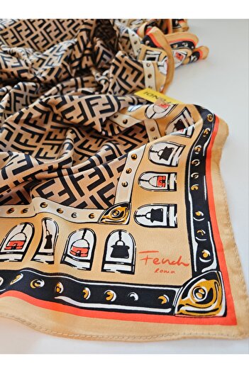 Webinay Home Roman Themed F Pattern Voile Silk Shawl Silk Scarf Hijab Roman Pattern