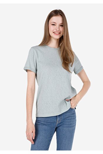 Colin's Γυναικείο κοντομάνικο μπλουζάκι Normal Cut Crew Neck Πράσινο