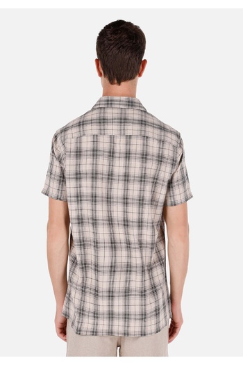 Colin's Regular Fit Shirt Neck Checked Men's Beige Short Sleeve Shirt