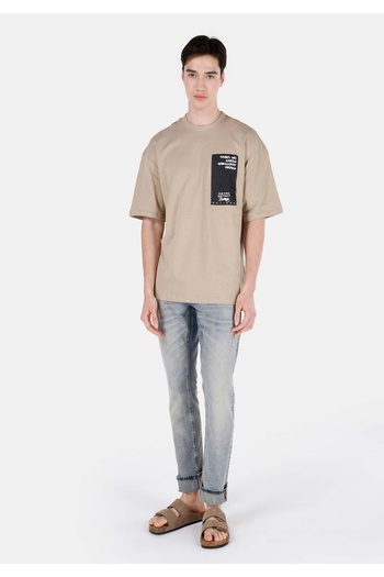 Colin's Μπεζ Ανδρικό T-Shirt - Μανίκια