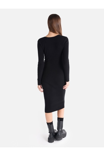 Colin's Rochie de damă neagră midi slim cu decolteu în V
