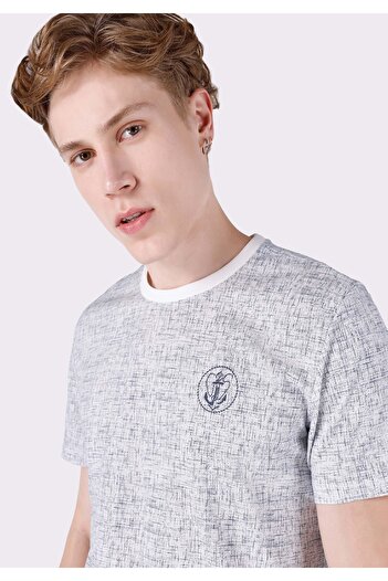 Colin's Regular Fit Yuvarlak Yaka Baskılı Erkek Beyaz Kısa Kol Tişört