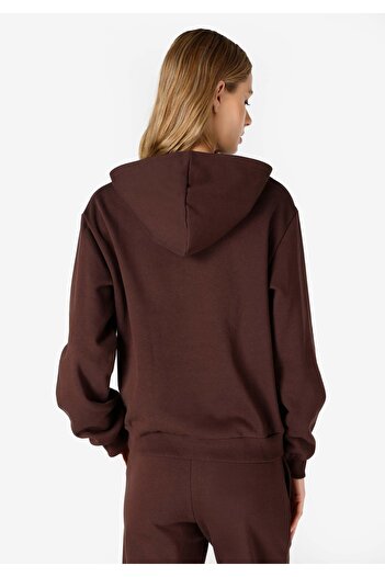 Colin's Regular Fit Hooded Plain Women's Brown Sweatshirt