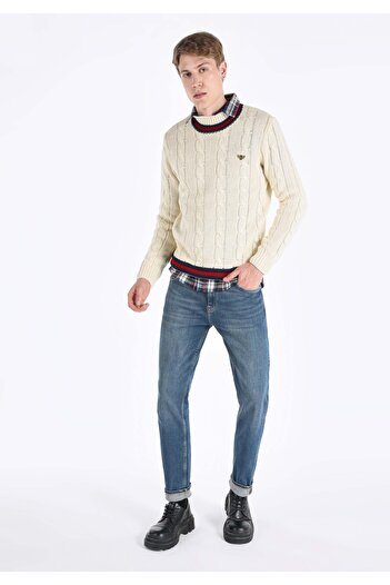 Colin's Regular Fit Baskılı Triko Ekru Erkek Kazak