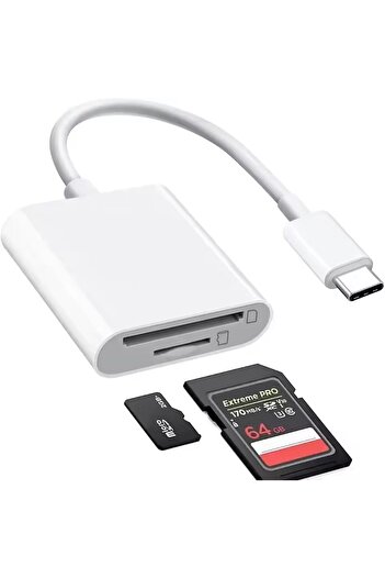 Mettzchrom iphone 15 / 16 / 17 serilerine uyumlu Sd Kart Hafıza Kart okuyucu Type-c SD Micro Sd Kart Okuyucu