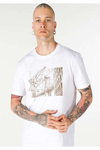 Colin's Regular Fit Round Neck Men's White Short Sleeve T-Shirt