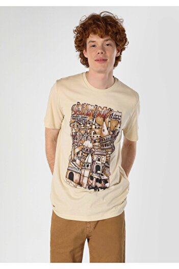 Colin's Μπεζ Ανδρικό T-Shirt - Μανίκια