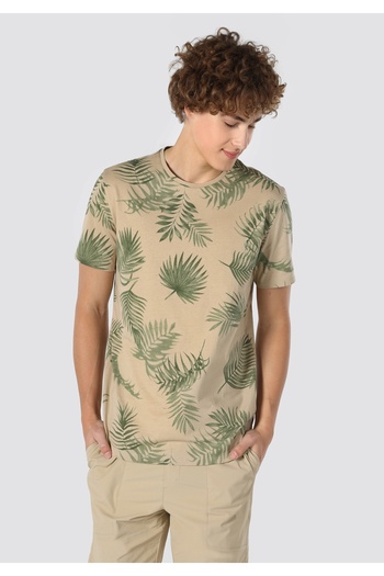 Colin's Regular Fit Polo Yaka Baskılı Erkek Bej Kısa Kol Tişört