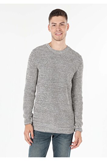 Colin's Slim Fit Yuvarlak Yaka Jakarlı Erkek Bej Kazak