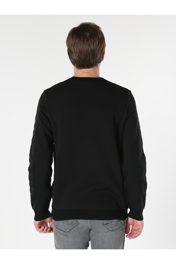 Colin's Regular Fit Round Neck Jacquard Men's Black Sweater