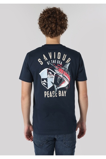 Colin's Regular Fit Round Neck Plain Men's Navy Blue Short Sleeve T-Shirt