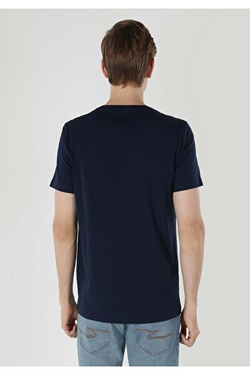 Colin's Regular Fit Round Neck Plain Men's Navy Blue Short Sleeve T-Shirt