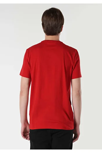 Colin's Regular Fit Round Neck Printed Pocketless Men's Red Short Sleeve T-Shirt