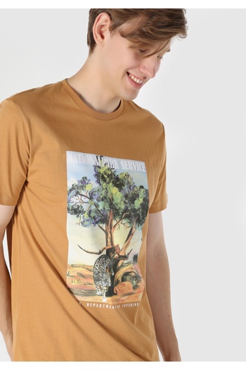 Colin's Regular Fit Round Neck Men's Brown Short Sleeve T-Shirt