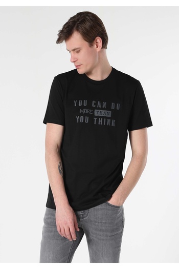 Colin's Regular Fit Yuvarlak Yaka Düz Erkek Siyah Kısa Kol Tişört