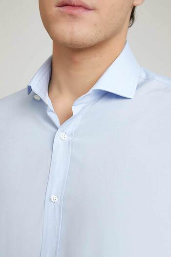 D'S Damat Ds Damat Slim Fit Mavi Düz Easy Iron Gömlek