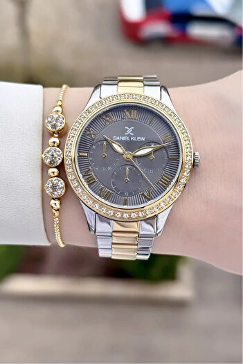Daniel Klein Brand Rose Gray Color 2 Years Warranty Women's Wrist Watch - Gift Bracelet