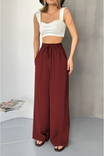 Feela Moda Women's Modal Woven Elastic Waist Palazzo Pants 2016