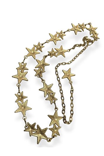Kemerix Women's Non-Blackening, Non-Fading Original Star Detailed Chain Belt