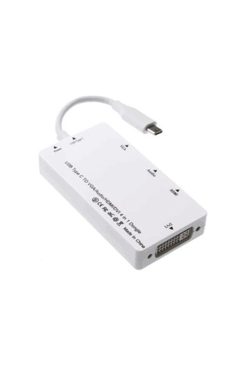 HOPE R 6 in 1 USB 3.1 Type-C Hub to HDMI, DVI, VGA, USB 3.0, audio, network charging port, white, HOPE R