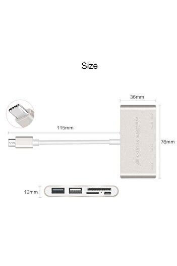 HOPE R Hub 5 in 1 USB 3.1 Type-C la USB 3.0, 1 x USB 2.0, 1 x micro USB, 1 x SD card, 1 x TF, HOPE R