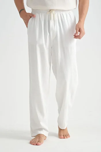 Redline Luxe Men's Linen Blend - Comfortable Baggy Pants, Wide Leg New Season