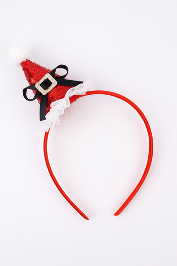Le Mabelle Red Sequined Pompom Detailed Funnel Girl's Crown