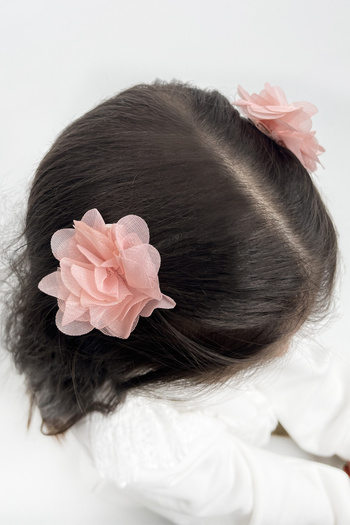 Le Mabelle Powder Set of 2 Tulle Flower Girl's Clip Buckle