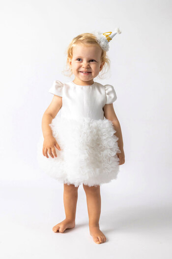 Le Mabelle White Short Sleeve Tutu Baby Princess Dress - Lina