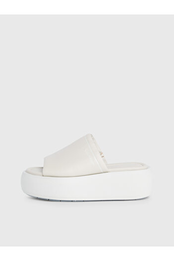 Calvin Klein Kadın Marka Logolu Platform Topuklu Yumuşak Nappa Deri Üst Kısımlı Kauçuk Tabanlı Rahat