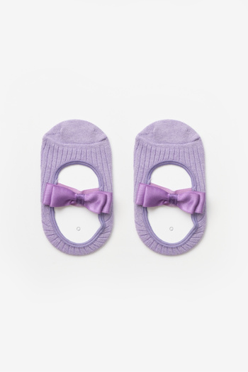 Le Mabelle Girl's Lilac Bow Ballerina Socks