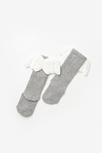 Le Mabelle Gray Winged Girl's Socks