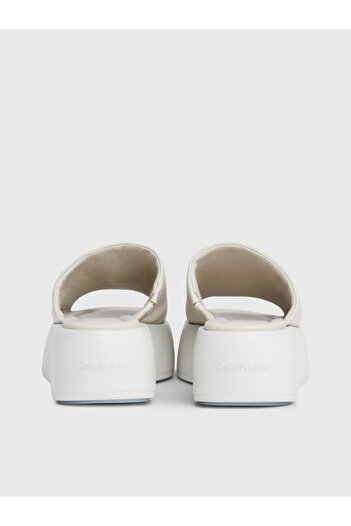 Calvin Klein Kadın Marka Logolu Platform Topuklu Yumuşak Nappa Deri Üst Kısımlı Kauçuk Tabanlı Rahat
