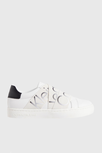 Calvin Klein Tenis alb din piele cu aspect elegant cu logo-ul mărcii pentru femei, potrivit pentru utilizare zilnică YW0YW0144