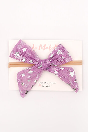 Le Mabelle Lilac Star Printed Tulle Girl's Hair Band