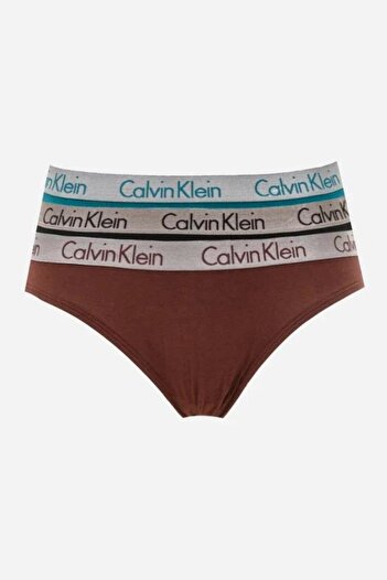 Calvin Klein Kadın Calvin Klein İmzalı Elastik Bantlı Siyah-Bordo-Turkuaz Külot 000QD3561E IIL