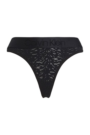 Calvin Klein Kadın Calvin Klein Logolu Elastik Bantlı Orta Yüksek Belli Yarı Transparan Streç Dantel